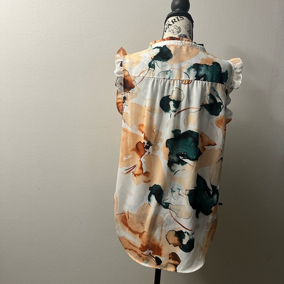 DKNY Women's Floral Sleeveless Blouse - Orange and Black - Picture 2 of 5